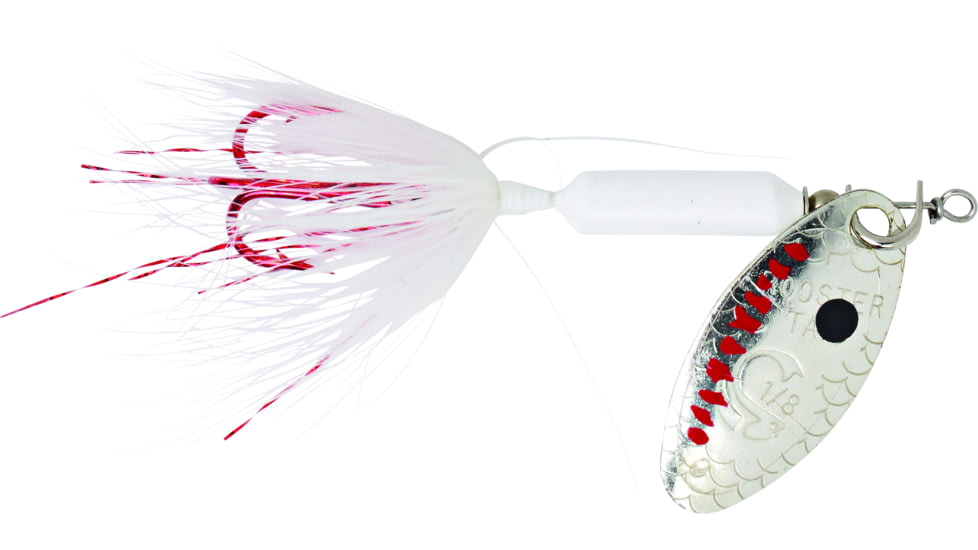 Wordens Rooster Tail In-Line Spinner, 2 3/4in, 1/4 oz Treble Hook, Snow with Red Hook, 212R-SNOW