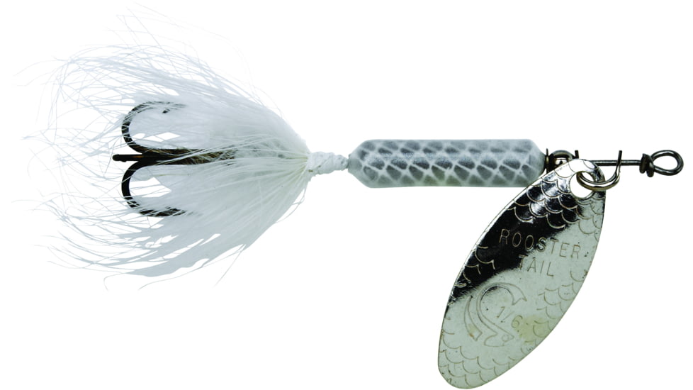 Wordens Rooster Tail In-Line Spinner, 2 3/4in, 1/4 oz, Treble Hook, White, 212-WH
