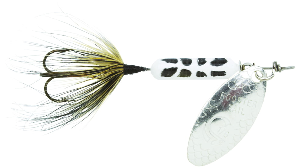 Wordens Rooster Tail In-Line Spinner, 2 3/4in, 1/4 oz Treble Hook, White Coachdog, 212-WHCD