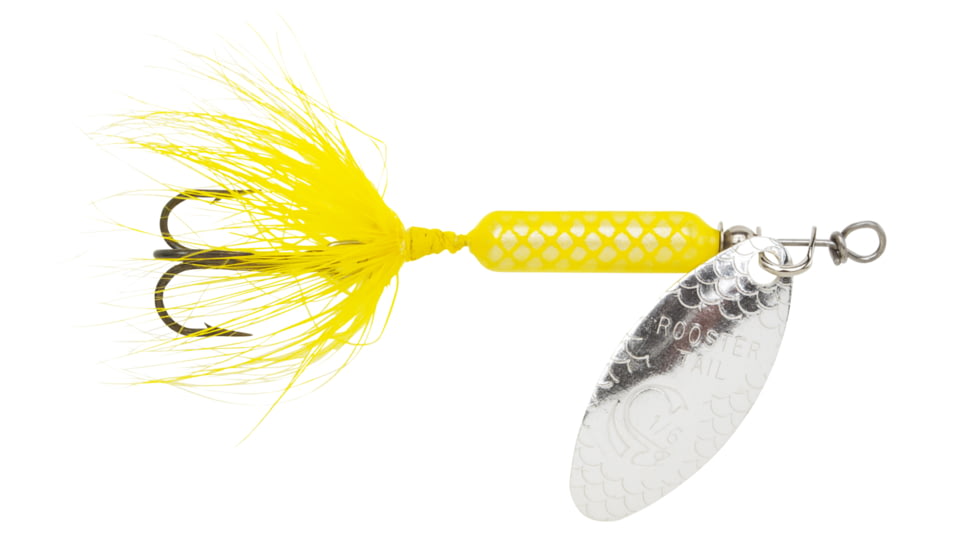 Wordens Rooster Tail In-Line Spinner, 2 3/4in, 1/4 oz, Treble Hook, Yellow, 212-YL