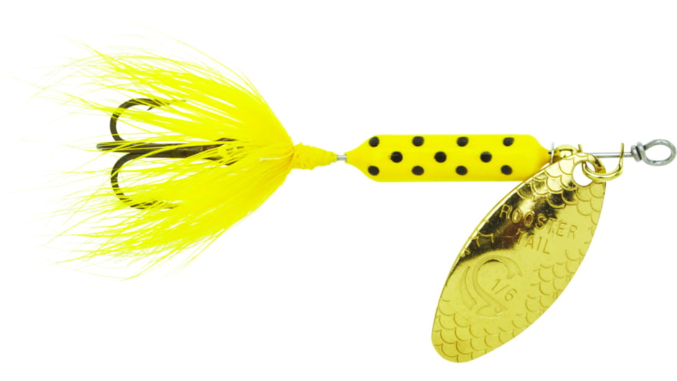 Wordens Rooster Tail In-Line Spinner, 2 3/4in, 1/4 oz Treble Hook, Yellow Dalmation, 212-YLDA