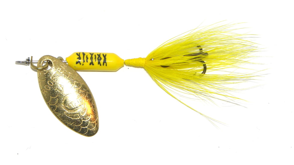 Wordens Rooster Tail In-Line Spinner, 2 3/4in, 1/4 oz Treble Hook, Yellow Jacket, 212-YLJT