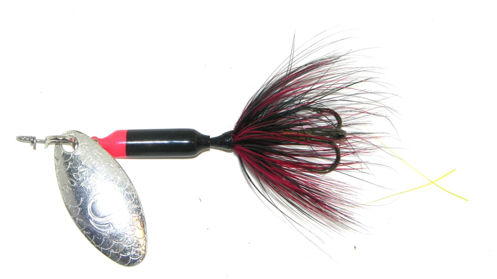 Wordens Rooster Tail In-Line Spinner, 2in, 1/16 oz Treble Hook, Black Widow, 206-BWID