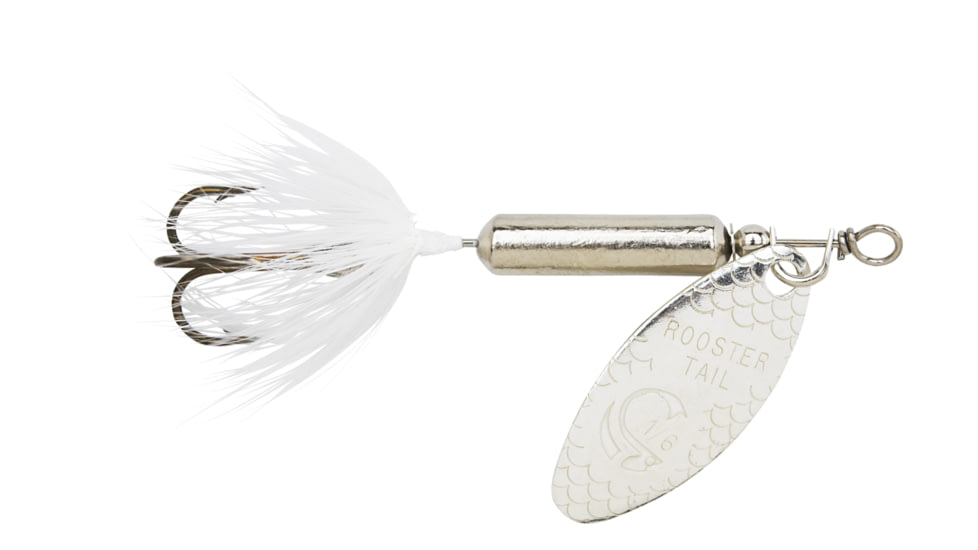 Wordens Rooster Tail In-Line Spinner, 2in, 1/16 oz Treble Hook, Chrome Whitetail, 206-CHWT
