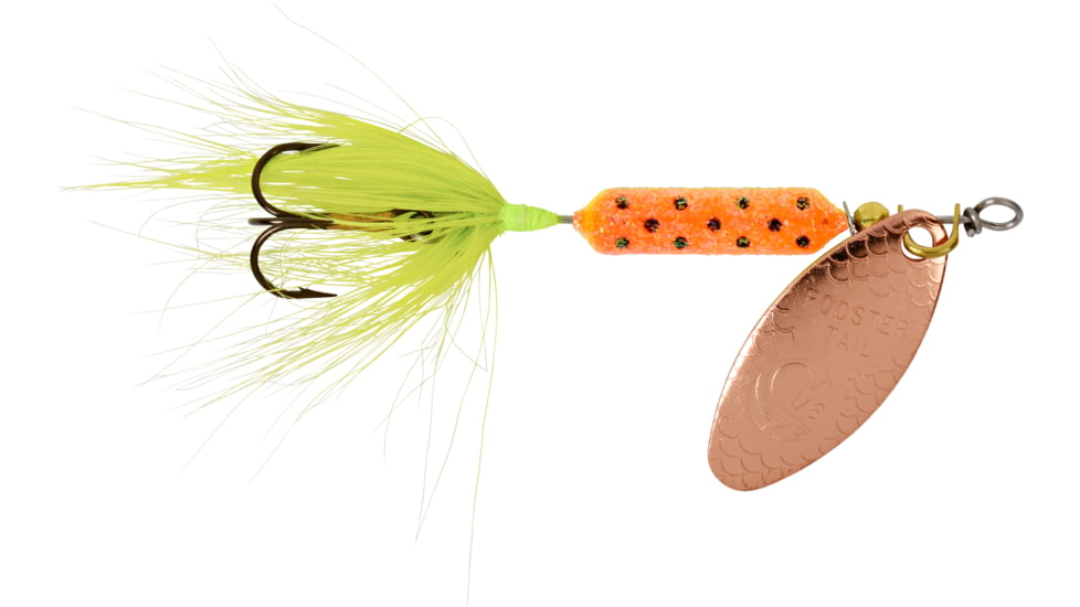 Wordens Rooster Tail In-Line Spinner, 2in, 1/16 oz Treble Hook, Copper Glitter Firetiger, 206-CGFRT