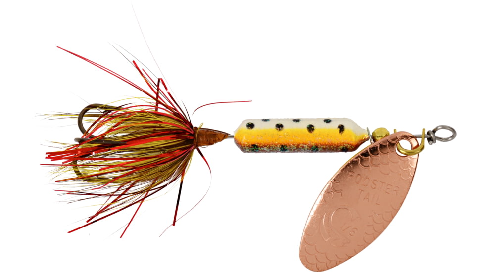 Wordens Rooster Tail In-Line Spinner, 2in, 1/16 oz Treble Hook, Copper Tinsel Brown Trout, 206-CTBRTR