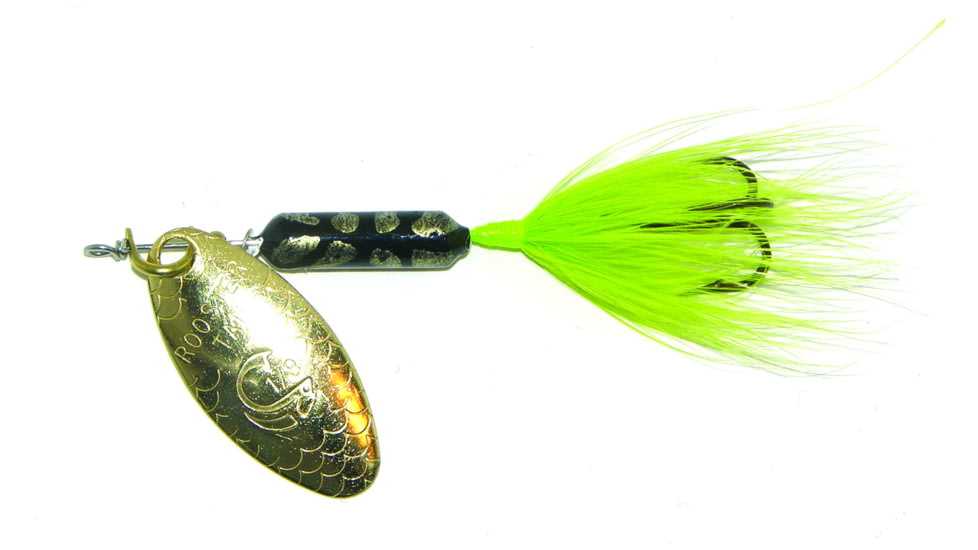 Wordens Rooster Tail In-Line Spinner, 2in, 1/16 oz Treble Hook, Fire Fly, 206-FFLY