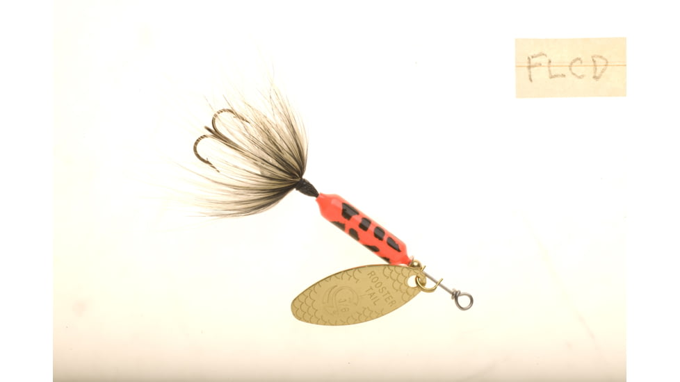 Wordens Rooster Tail In-Line Spinner, 2in, 1/16 oz Treble Hook, Flame Coachdog, 206-FLCD