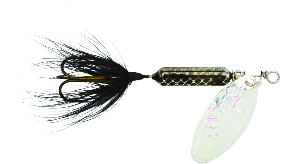 Wordens Rooster Tail In-Line Spinner, 2in, 1/16 oz Treble Hook, Flash Black, 206-FBL