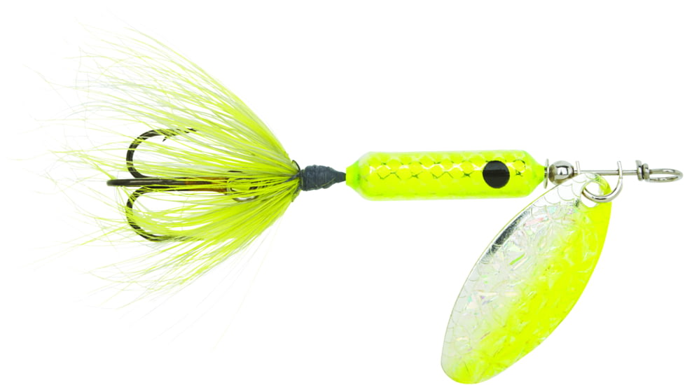 Wordens Rooster Tail In-Line Spinner, 2in, 1/16 oz Treble Hook, Flash Chartreuse, 206-FCHR