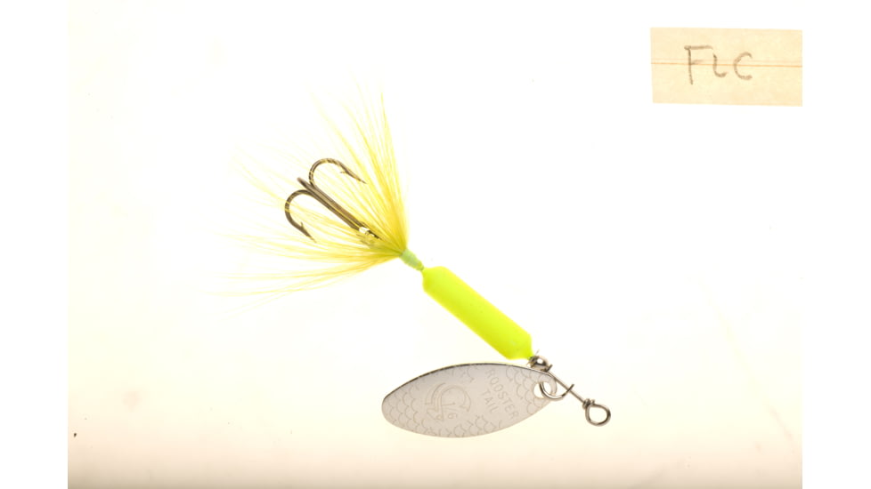 Wordens Rooster Tail In-Line Spinner, 2in, 1/16 oz Treble Hook, Fluorescent Chartreuse, 206-FLC