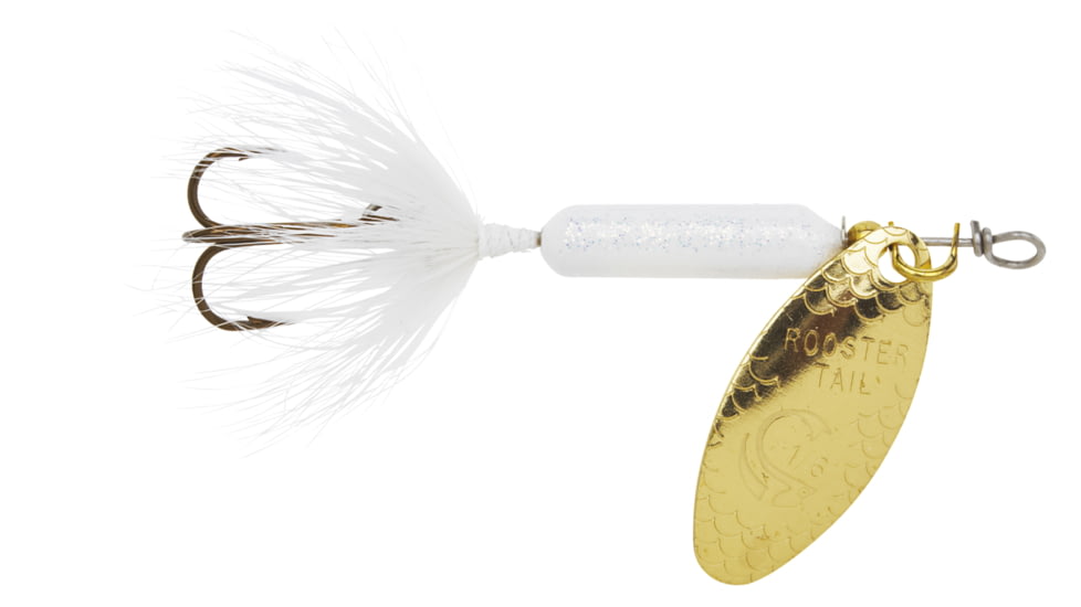 Wordens Rooster Tail In-Line Spinner, 2in, 1/16 oz Treble Hook, Glitter White, 206-GWH