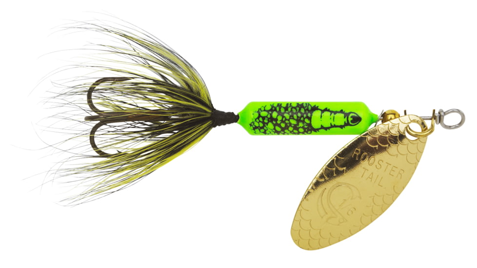 Wordens Rooster Tail In-Line Spinner, 2in, 1/16 oz Treble Hook, Green Caddis, 206-GRCA