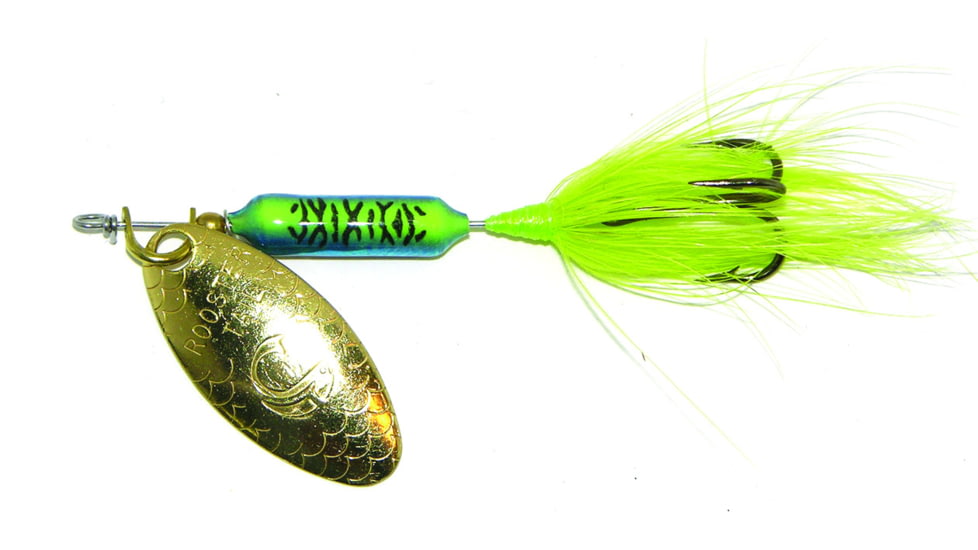 Wordens Rooster Tail In-Line Spinner, 2in, 1/16 oz Treble Hook, June Bug, 206-JBUG