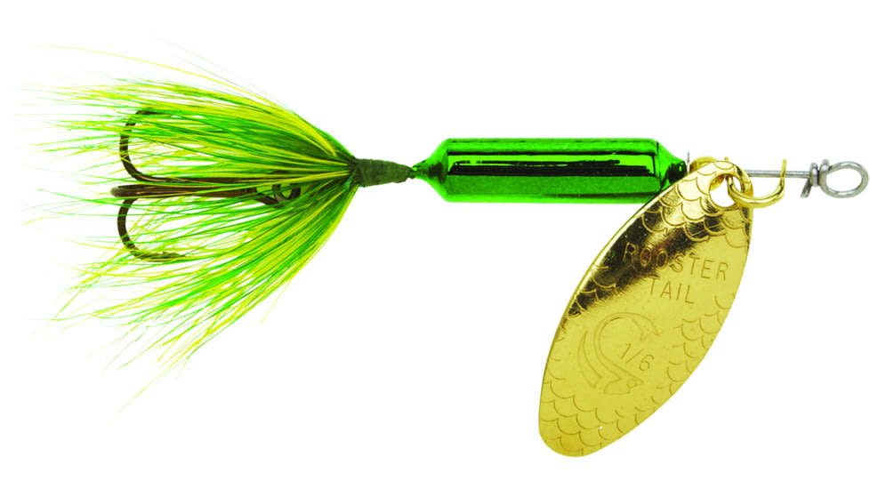 Wordens Rooster Tail In-Line Spinner, 2in, 1/16 oz Treble Hook, Metallic Green, 206-MGRN