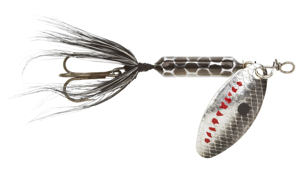 Wordens Rooster Tail In-Line Spinner, 2in, 1/16 oz Treble Hook, Metallic Silver Black, 206-MSBL