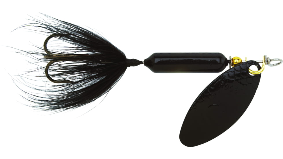 Wordens Rooster Tail In-Line Spinner, 2in, 1/16 oz Treble Hook, Midnight with Painted Blade, 206-MIDN-P