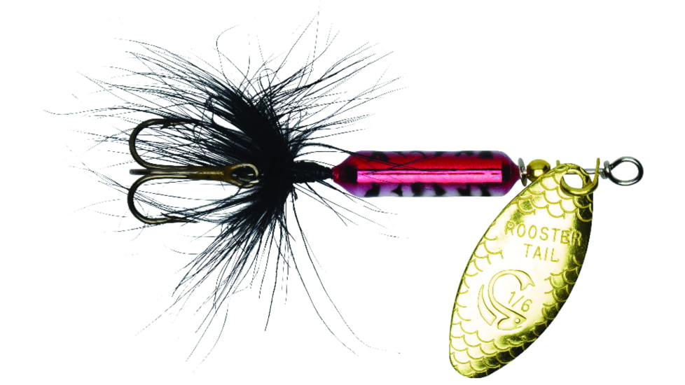 Wordens Rooster Tail In-Line Spinner, 2in, 1/16 oz Treble Hook, Peacock, 206-PEAC