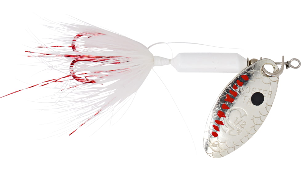 Wordens Rooster Tail In-Line Spinner, 2in, 1/16 oz Treble Hook, Snow with Red Hook, 206R-SNOW