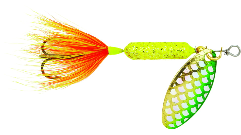 Wordens Rooster Tail In-Line Spinner, 2in, 1/16 oz Treble Hook, Strobe Chartreuse, 206-SCHR