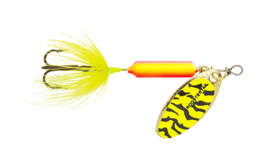 Wordens Rooster Tail In-Line Spinner, 2in, 1/16 oz Treble Hook, Sunset Tiger, 206-SUNT