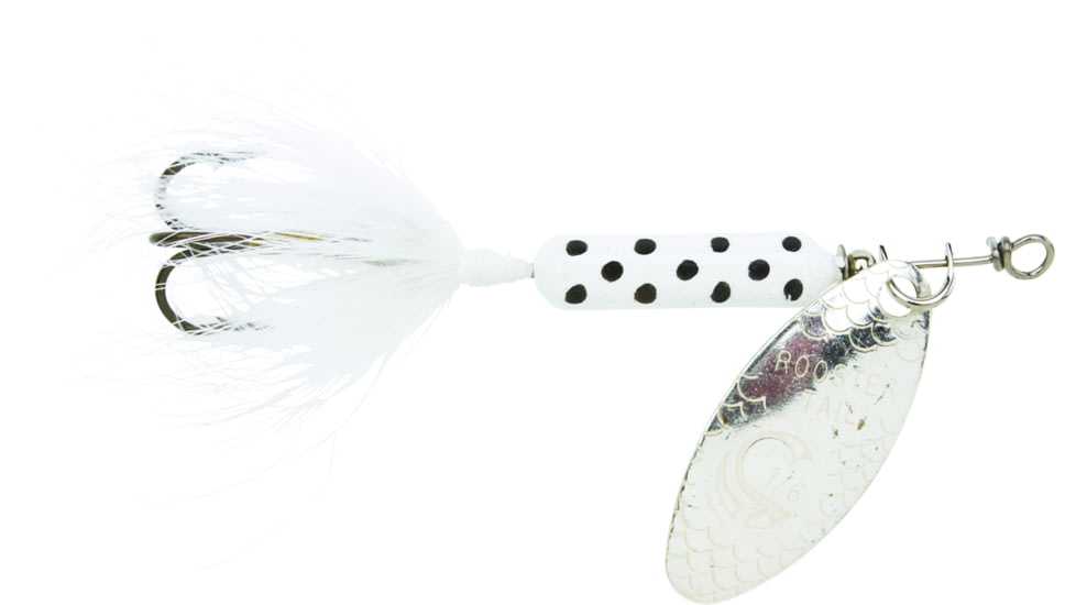 Wordens Rooster Tail In-Line Spinner, 2in, 1/16 oz Treble Hook, White Dalmation, 206-WHDA