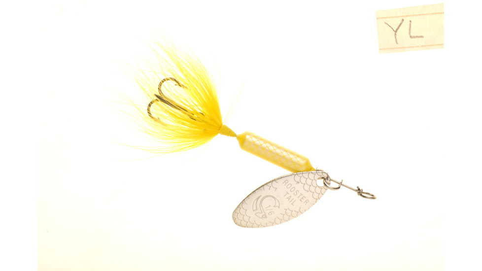 Wordens Rooster Tail In-Line Spinner, 2in, 1/16 oz, Treble Hook Yellow, 206-YL