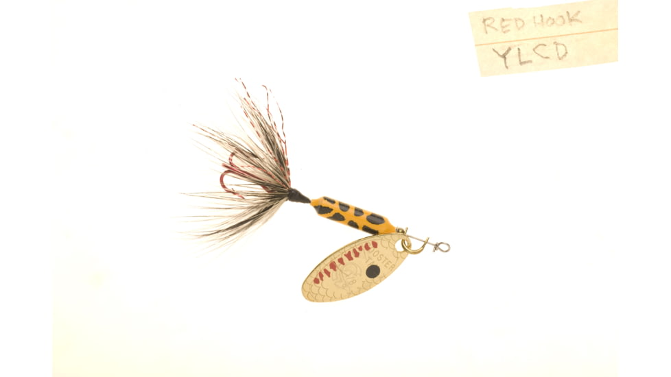 Wordens Rooster Tail In-Line Spinner, 2in, 1/16 oz Treble Hook, Yellow Coachdog with Red Hook, 206R-YLCD