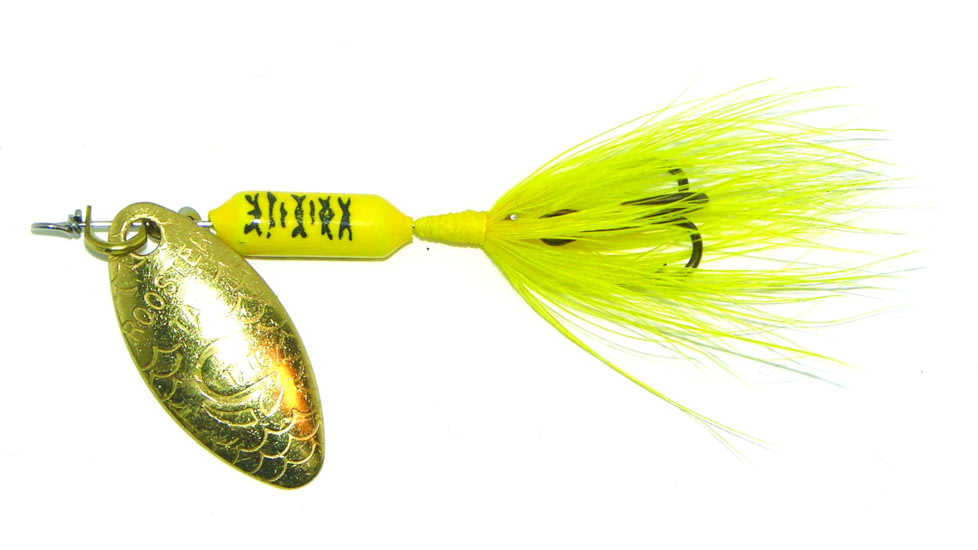 Wordens Rooster Tail In-Line Spinner, 2in, 1/16 oz Treble Hook, Yellow Jacket, 206-YLJT