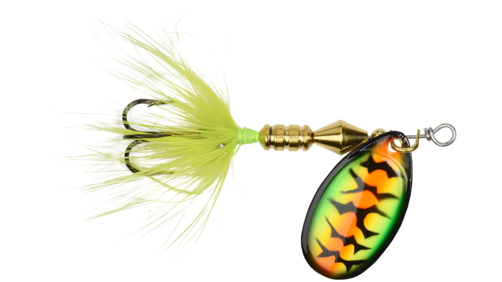 Wordens Sonic Rooster Tail In-Line Spinner, Freshwater, Single Hook, 2 3/8in, 1/8oz Fire Tiger, 12/Pkg, 182-FRT