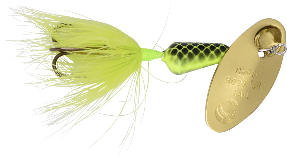 Wordens Vibric Rooster Tail Dressed Spinner, 1/8 oz, Chartreuse, 454-CHR