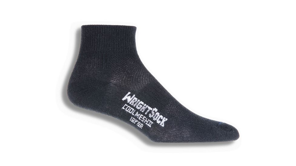 Wrightsock CoolMesh II Quarter Sock - Unisex, Black-Large