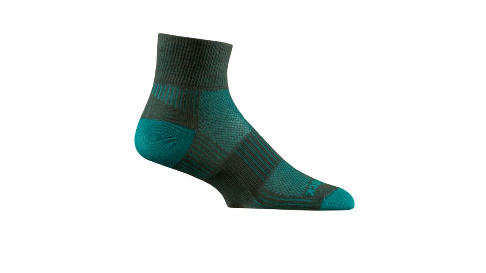 Wrightsock Double Layer CoolMesh II Quarter Sock, Ash/Turquoise, Small, 8051.3201