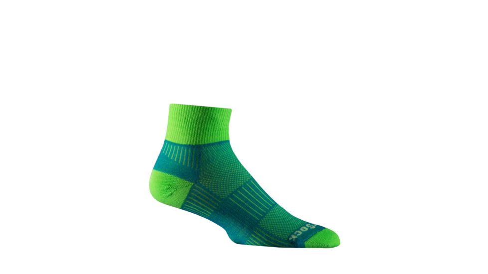 Wrightsock Double Layer CoolMesh II Quarter Sock, Blue/Green, Medium, 8052.2201
