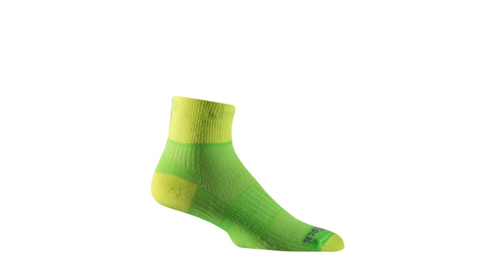 Wrightsock Double Layer CoolMesh II Quarter Sock, Lemon/Lime, Small, 8051.3301