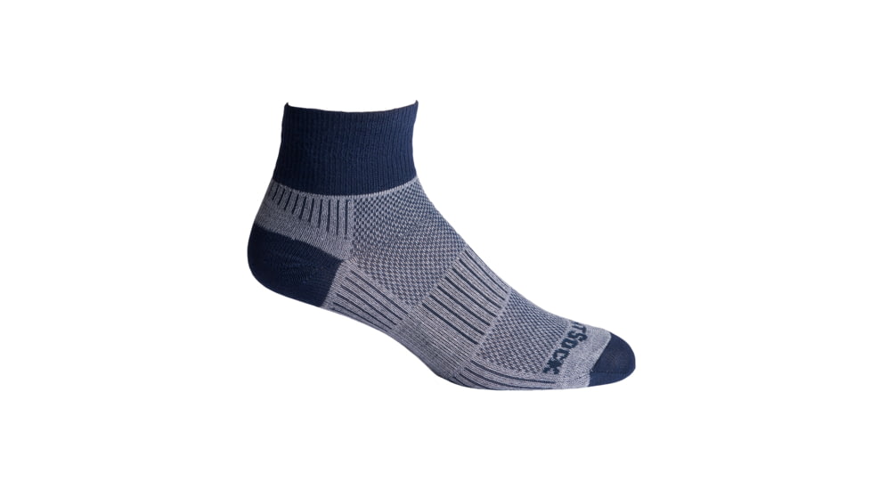 Wrightsock Double Layer CoolMesh II Quarter Sock, Lt Grey/Navy, Small, 8051.6201