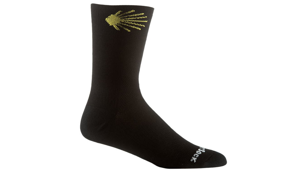 Wrightsock Escape Crew Socks, Black/Camino Logo, Extra Large, 9564.0315
