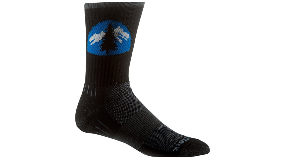 Wrightsock Escape Crew Socks, Black/PCT Logo, Large, 9563.0318