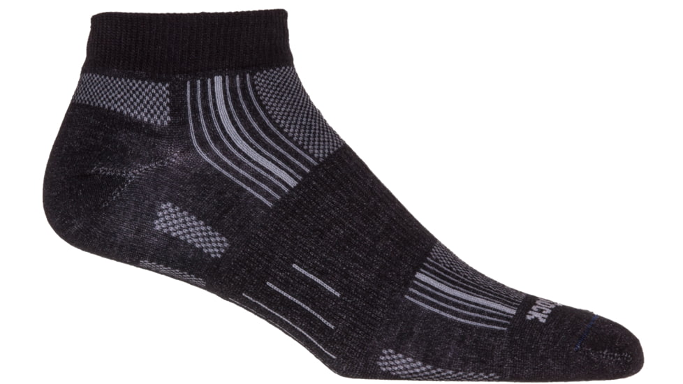 Wrightsock Stride Lo - Men's-Black/Grey Stripe-Small