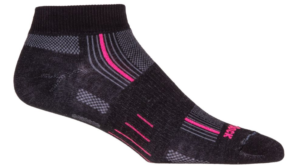 Wrightsock Stride Lo - Womens-Black/Pink Stripe-Small