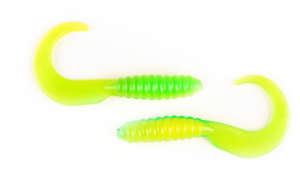 X Zone Swirl Tail Grub 713, Green/Yellow 18/Pack, 33713