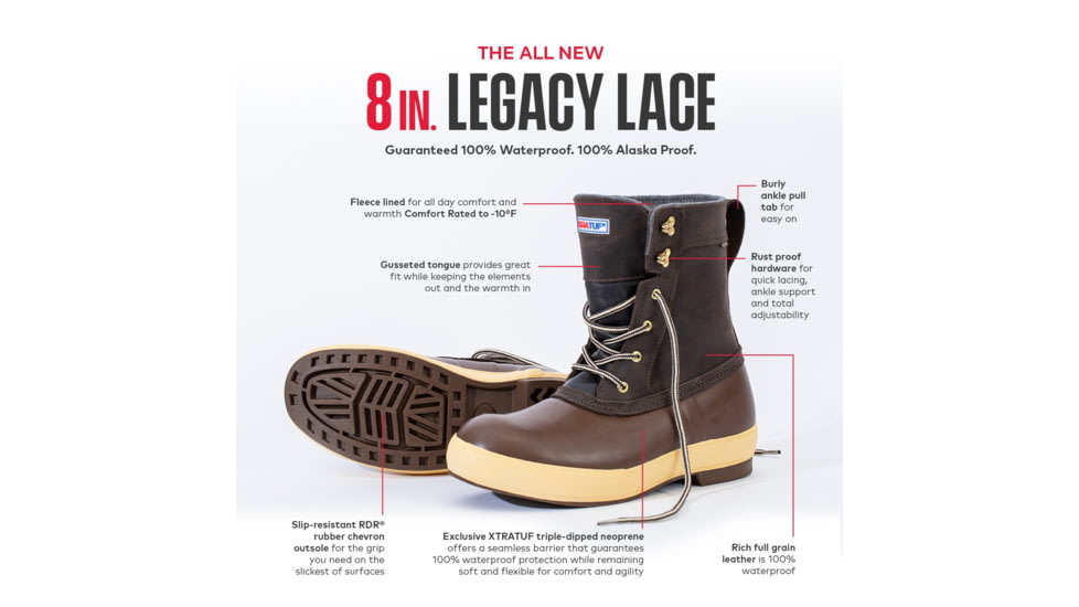 Xtratuf 8in Insulated Legacy Lace Boot - Mens, Chocolate, 14, LLM8-900-BRN-140