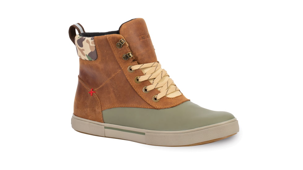 Xtratuf Leather Ankle Deck Boot Lace Shoe - Men's, Cathay Spice/Burnt Olive/Duck Camo, 7, LAL-700-ORG-070