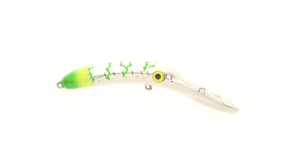 Yakima Bait Mag Lip Trolling Plug 4.5, Grinch Silver Chartreuse/Lime Butt with Bars, 4 1/2in, 9601U-GRIN