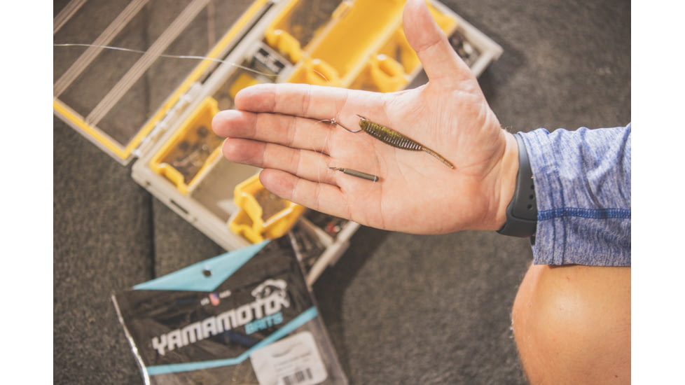 Yamamoto Baits 3in Shad Shape Worm, 10 pack, Green Pumpkin-Black, YAM-68JR-10-297