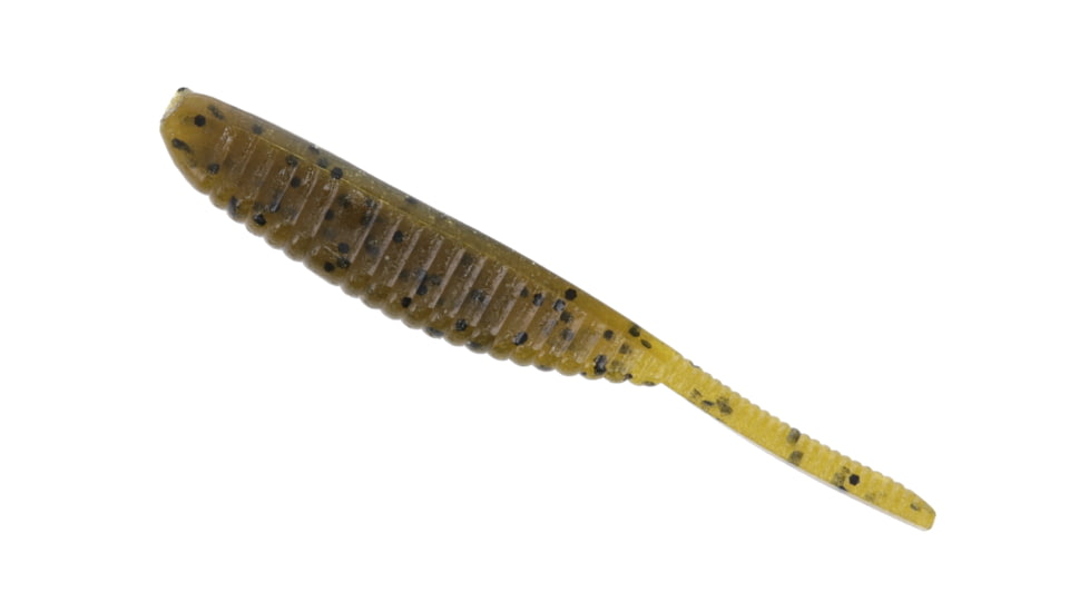 Yamamoto Baits 3in Shad Shape Worm, 10 pack, Green Pumpkin-Black, YAM-68JR-10-297