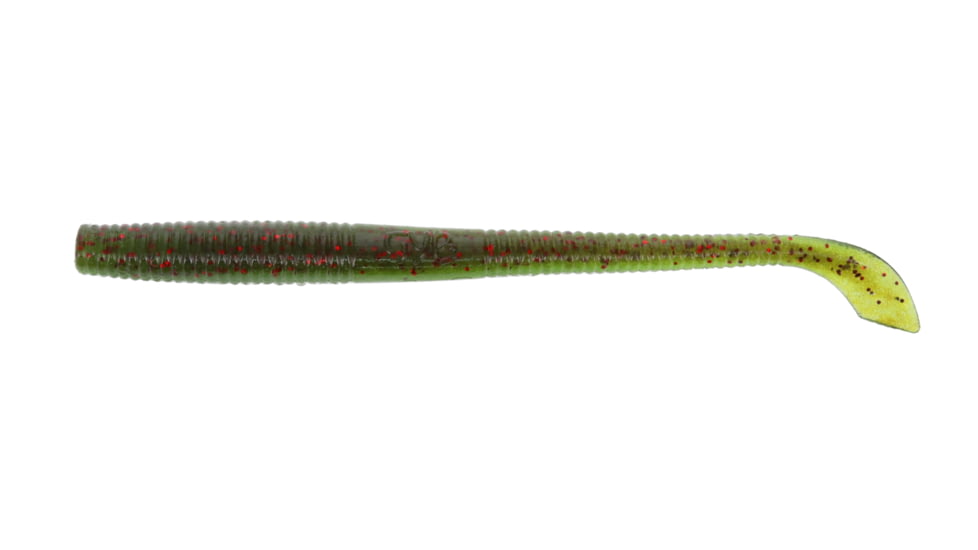 Yamamoto Baits Kut 4in Tail Worm, 20, Green Pumpkin-Red-Fading Watermelon, YAM-7-20-925