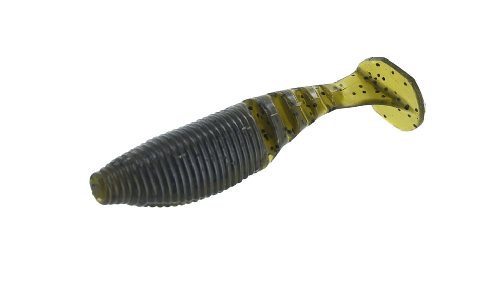 Yamamoto Baits Paddle Tail Zako Soft Bait, 5, 4in, Green Pumpkin-Black, YAM-134P-05-297