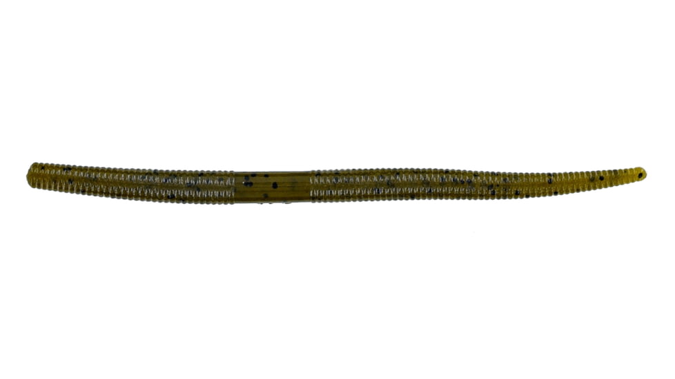 Yamamoto Baits Thin Senko Worm 5in, 10pk, Green Pumpkin &amp; Black Flake, 9M-10-297