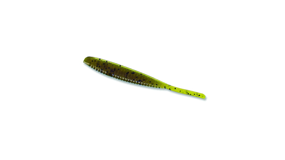 Yamamoto Baits Shad Shape Worm, 10, 3.75in, Green Pumpkin &amp; Black Flake, YAM-68L-10-297